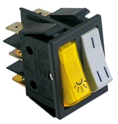 Vippekontakt Indbygningsmål 30x22mm hvid/gul 1NO/1NO 250V Tilslutning Fladstik 6,3 mm
