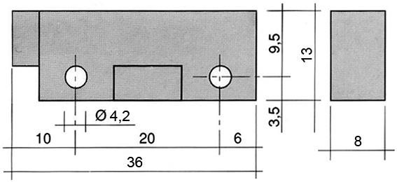 Magnetkontakt 250V 4A Tilslutning Kabel Kabellængde 2500mm L 36mm B 13mm 1NO BA 20mm