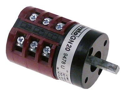 Drejeomskifter 20A Akse ø 6x6mm Akselængde 235mm Tilslutning Skruetilslutning 690V 0-1-2-3-4