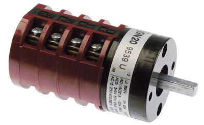 Drejeomskifter 20A Akse ø 6x6mm Akselængde 235mm Tilslutning Skruetilslutning 690V 1-2-3-start