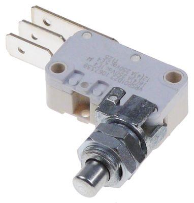 Mikrokontakt med trykstift stiftbetjent 250V 16A 1CO Gevind M10x0,75 Tilslutning Fladstik 6,3 mm