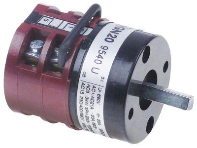 Drejeomskifter 20A Akse ø 5x5mm Akselængde 16mm Tilslutning Skruetilslutning 690V 1-2-3