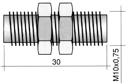 Magnetkontakt 230V 4A Gevind M10x0,75 Tilslutning Fladstik 6,3 mm Kabellængde 1100mm 1NO