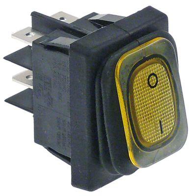 Vippe kontakt on/off 2NO 20A30x22mm gul  m/lys