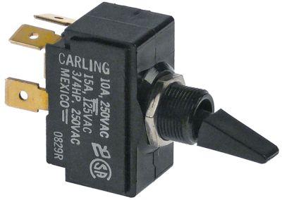 Vippekontakt 250V 2NO 10A Gevind M12 tastende ON-OFF Fladstik 6,3 mm