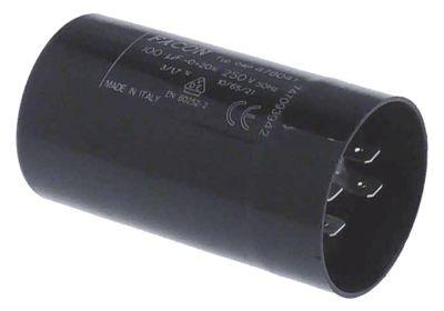 Startkondensator 100µF 250V Plastik  - Tilslutning Fladstik 6,3 mm ø 46mm L 85mm