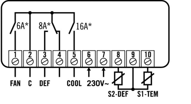 Elektronikregulering 230V Indbygningsmål 71x29mm NTC Montering Indbygningsversion