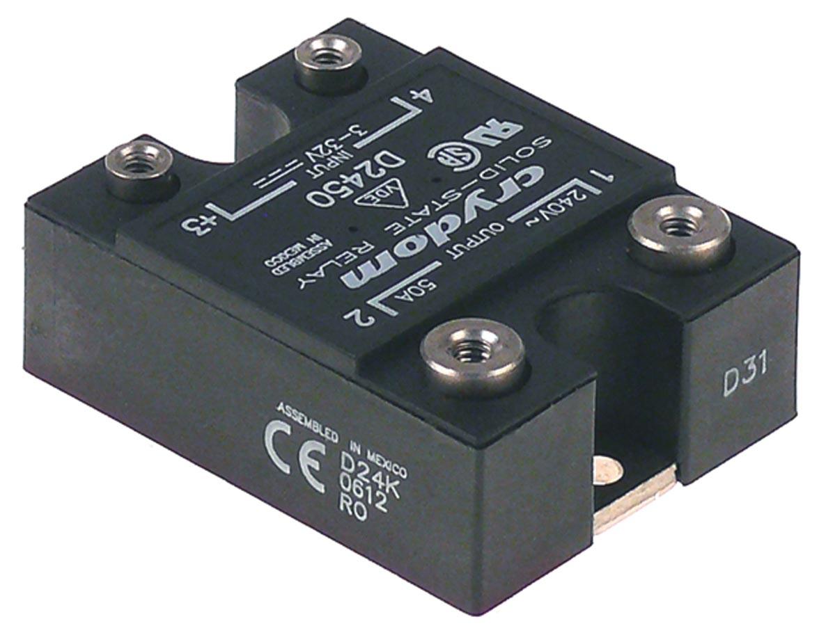 Effekthalvleder Faser 1 50A 24-280V 3-32VDC Type D2450 L 59mm B 46mm CRYDOM Skruetilslutning