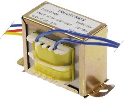 Transformator sekundær 24VAC 18VA Tilslutning Kabel H 50mm L 60mm B 30mm 50/60Hz