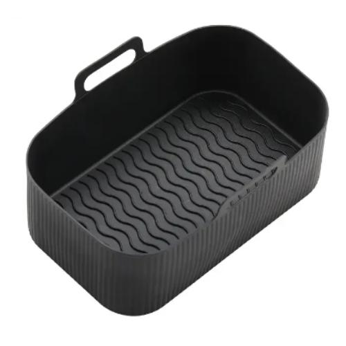 Firkantet silikoneform til airfryer, sort L19,5 x B12,5 x H7cm