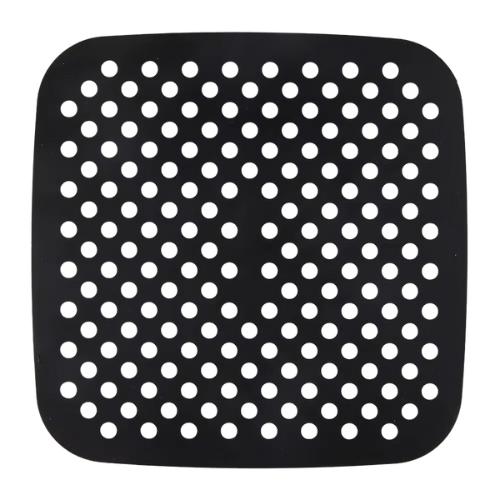 Sort firkantet silikonemåtte til airfryer 21x21 cm