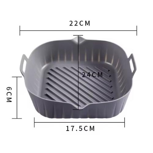 Grå firkantet silikoneform til airfryer 22x22x6 cm