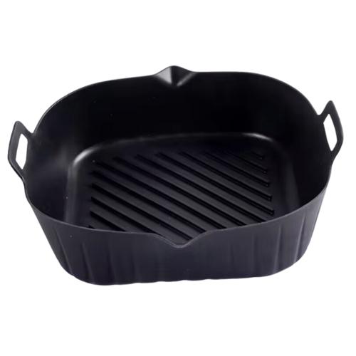 Sort firkantet silikoneform til airfryer 22x22x6 cm