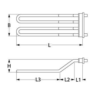 Varmelegeme 7000W 230V L 560mm til vaskemaskine L1 30mm L2 15mm L3 515mm