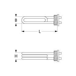 Varmelegeme 2000W 220V L 170mm Tilslutning M4 Gevind 1¼