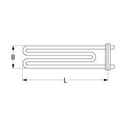 Varmelegeme 2500W 230V L 280mm Trykflange Tilslutning M4 Rør ø 63mm VK 1 B 51mm