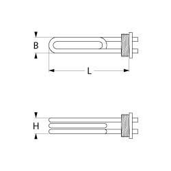 Varmelegeme 3000W 230V L 285mm Skrueflange Tilslutning M4 Gevind 1¼