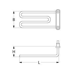 Varmelegeme 1500W 230V L 212mm Ekspansionsflange Tilslutning Fladstik 6,3 mm Rør ø 85mm VK 1 H 50mm