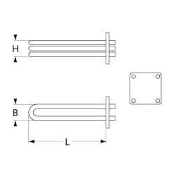Varmelegeme 9000W 240V L 320mm 4-huls flange VK 3 FL 75mm FB 90mm Dykkevarmeelement