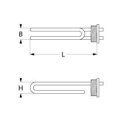 Varmelegeme 1500W 230V L 150mm Skrueflange Tilslutning Fladstik 6,3 mm Gevind 1