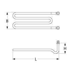 Varmelegeme 3000W 230V L 320mm L1 32mm L2 288mm 2-huls fastgørelse Tilslutning Fladstik 6,3 mm