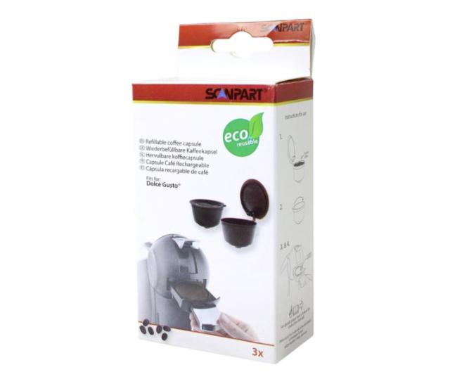 3 stk genanvendelige kaffekapsler til Dolce Gusto