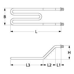 Varmelegeme 1000W 230V L 205mm L1 30mm L2 35mm L3 140mm 2-huls fastgørelse Tilslutning M3