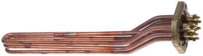 Varmelegeme 2800W 230V L 350mm 3-hulsflange Tilslutning Fladstik 6,3 mm Rør ø 8mm VK 3 LA 63mm
