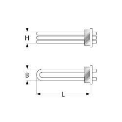 Varmelegeme 4500W 230V L 290mm Kaffemaskine Skrueflange Tilslutning Fladstik 6,3 mm Gevind 1¼