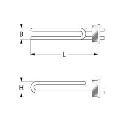 Varmelegeme 1350W 230V L 140mm Skrueflange Tilslutning 63 Gevind 1
