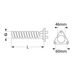 Varmelegeme 1750W 230V L 135mm 3-hulsflange Tilslutning M3 Rør ø 8mm Kobber VK 1 LA 60mm