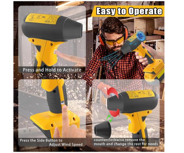 Kraftig turbo Blæser 180W til Dewalt 18V og 20V batteri