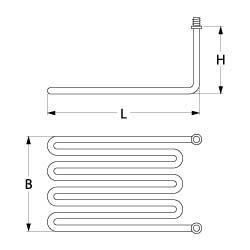 Varmelegeme 3450W 400V L 290mm Friture 2-huls fastgørelse Tilslutning Fladstik 6,3 mm