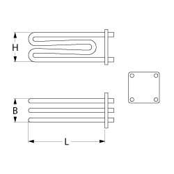 Varmelegeme 9000W 240V L 202mm Flange Tilslutning Kabel Rør ø 63mm VK 3 LA 60/64mm