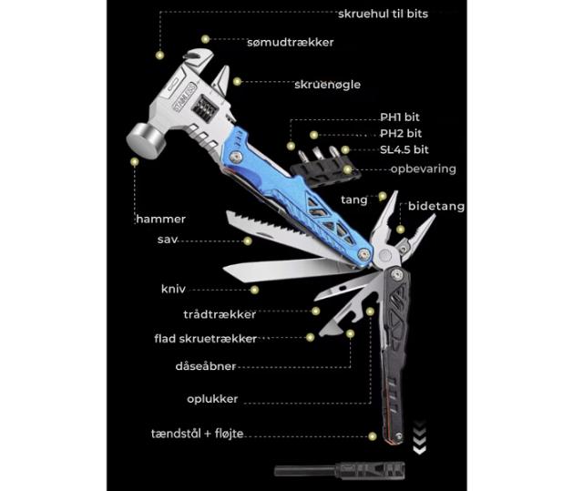 Multitool 18-i-1 værktøj med etui