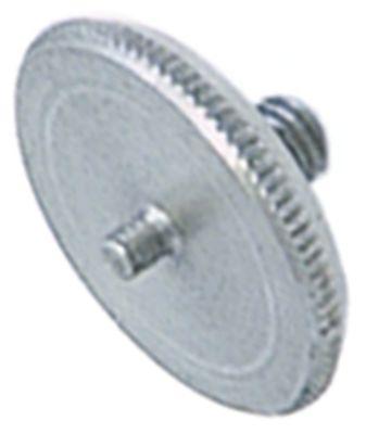 Rouletteret skrue Gevind M6 CNS ø 28mm H 3mm Gevind L 8mm