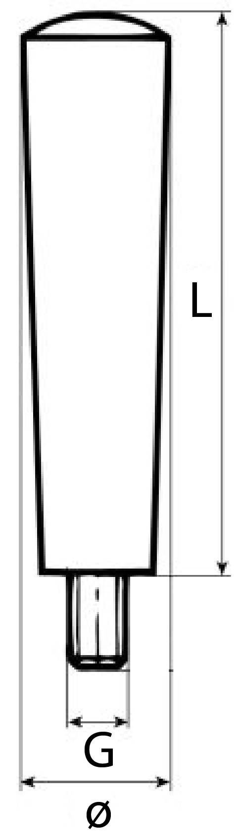 Konusgreb L1 82mm L2 15mm Gevind M10 Aluminium ø 26mm L 82mm Samlet længde 97mm