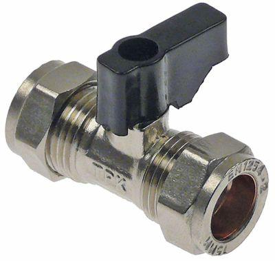 Kuglehane Tilslutning Rør Ø15mm - Rør Ø15mm DN8 Konstruktionslængde 54mm Messing forkromet