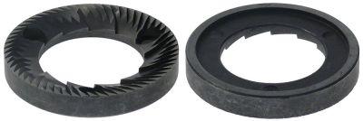 Kværnskivepar ID ø 38mm H 85mm D1 ø 63mm Hul ø 6mm Boring ø 85mm Fastgørelse ø 49