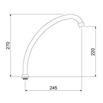 HU-udløb Rør ø 18mm Udhæng 210mm Udløbshøjde 220mm