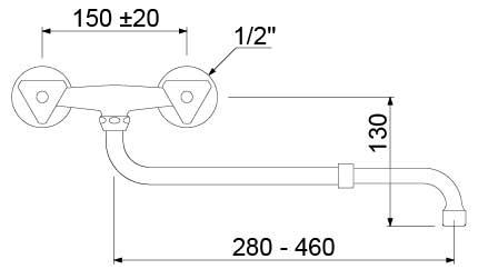 Vægbatteri GEV CLASSIC Væg Fedtkammeroverdel Udløbslængde 280-480mm Tilslutning 1/2