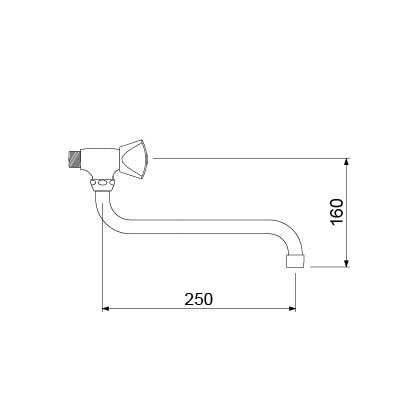 Svingbar vandhane GEV Serie CLASSIC Keramikoverdel Udløbslængde 250mm Tilslutning 1/2
