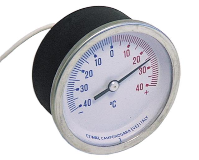 Termometer Kapillærrør 1500mm Føler ø 85mm Indbygning ø 60mm T.maks. 40°C Føler L 30mm