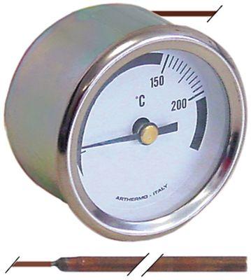 Termometer Kapillærrør 1370mm Føler ø 4mm Indbygning ø 52mm T.maks. 200°C Føler L 75mm