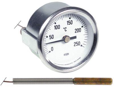 Termometer Kapillærrør 1500mm Føler ø 6mm Indbygning ø 52mm T.maks. 250°C Føler L 36mm