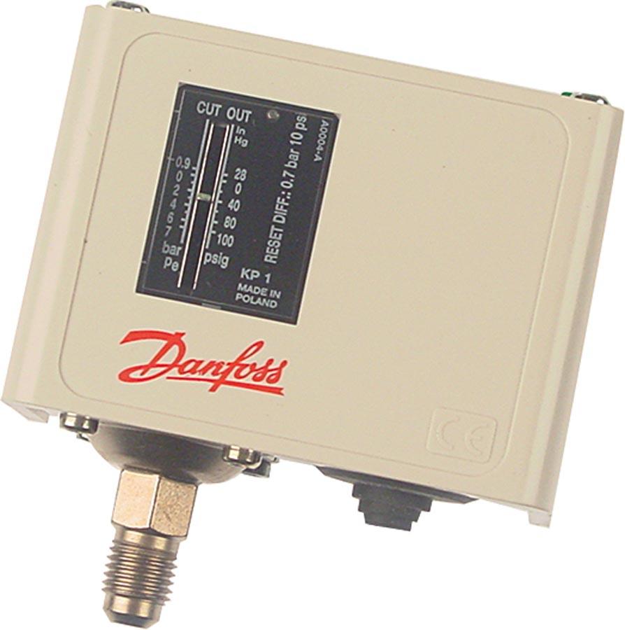 Pressostat DANFOSS Type KP1 60-1103 Tryktilslutning vertikal ND Køleteknik