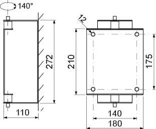 Vægholder til slangerulle svingbar Svingvinkel 140° LA 140x175mm