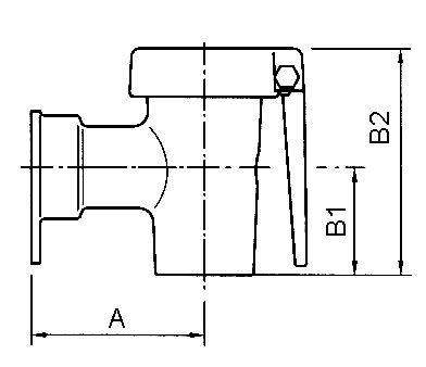 Tømningshane Nysølv konisk tætnende A 101mm B1 54mm B2 127mm ø 47mm