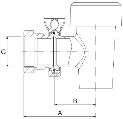 Tømningshane Messing forkromet O-ring tætnende A 120mm B 52mm 2