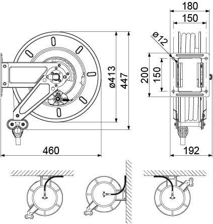Slangeopruller Slangelængde 15m Slange ø DN13mm Tilslutning 1/2